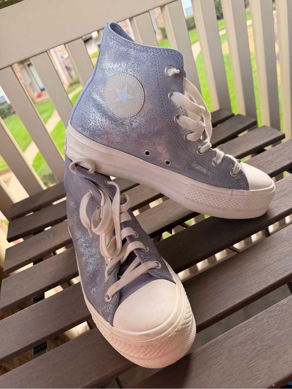 Converse Kids' High Top Sneakers in Shimmering Lavender Blue